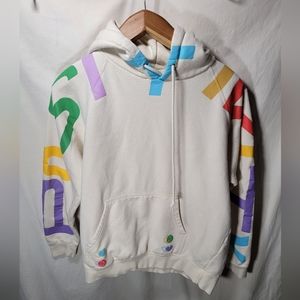 SPREAD POSITIVITY hoodie, saying on sleeves, neck, & hood size large really cute